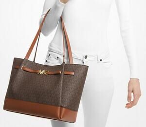 Michael Kors Reed MK Signature Large Belted Shoulder Tote Bag, NWT